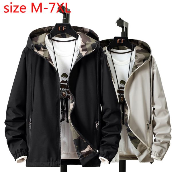 

новый большой принт камуфляж цвет соответствия ложные две шапки куртка студентов-мужчин куртка большой осень повседневная плюс размер m-4xl5, Black;brown