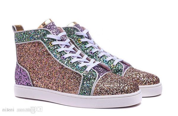 

luxury designer shoes for men women high sequined glitter fashion sneakers mens womens party flats casual shoes 36-46
