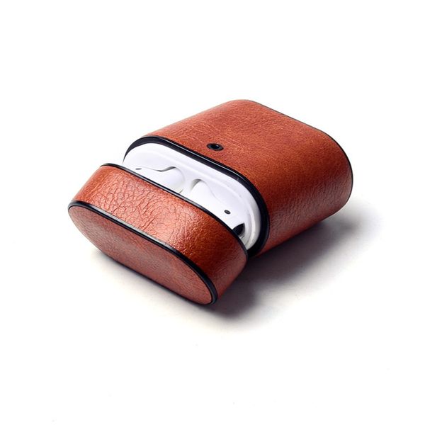 

luxury designer case for airpods business simplicity leather headphone cover for apple earphone 1 2 accessories waterproof dust-proof