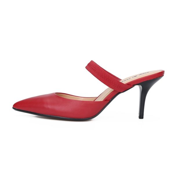 

plus size 46 quality women slippers brand 2019 summer fashion mules women pu leather pointed toe slip on flip flops shoes, Black