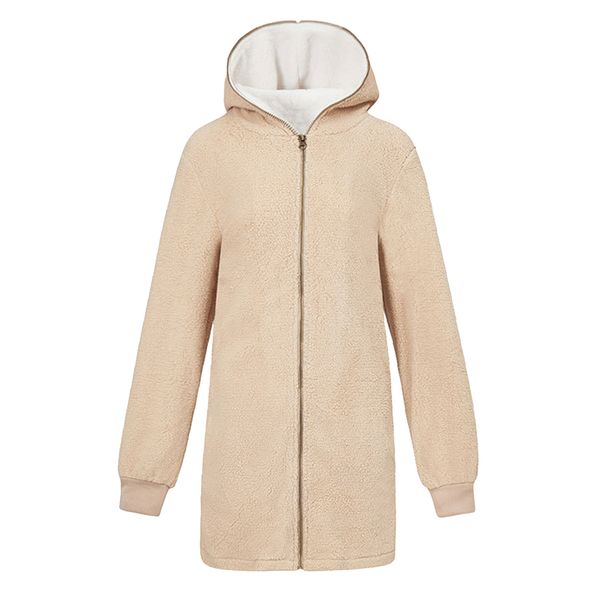 

women's warm oversized fleece coat hoodie hoodie jacket zip hoodie,beige, Black;white