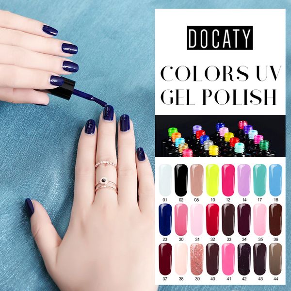 

docaty 8ml rainbow colors uv gel nail polish pure nail color matte coat soak off art gel varnish lacquer manicure, Red;pink