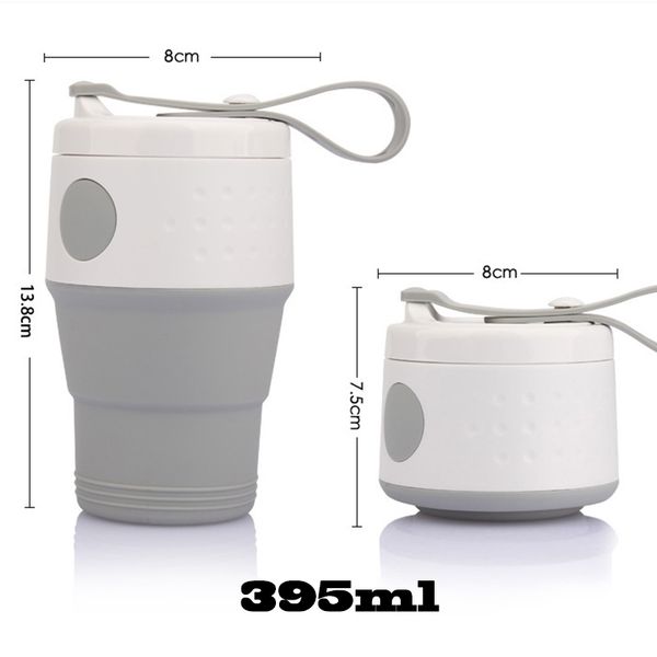 

395ml folding silicone portable silicone telescopic drinking collapsible coffee cup multi function folding silica travel cup