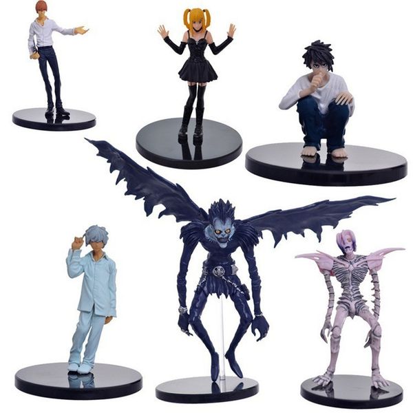 

anime 6pcs/set 6-24cm death note pvc action figures jealous amane rem misa light yagami ryuk model dolls toys brinqudoes bebe t200106