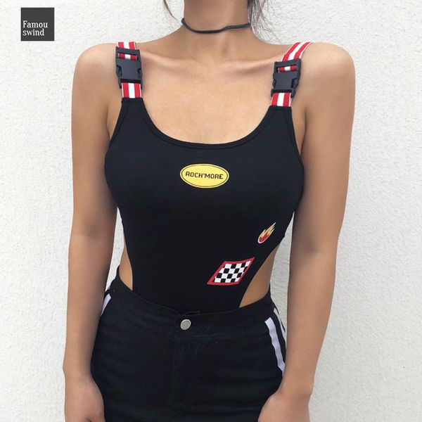 

женщины высокого комбинезон талии выдалбливают bodysuit черный ремень регулируемый tank bodysuits узкие 95% хлопок rompers уличная, Black;white