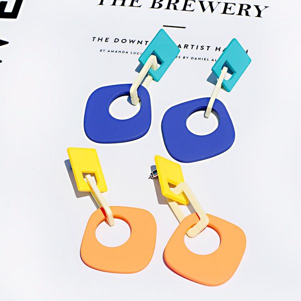 

summer korean women geometry dangle earrings 2020 fashion accessories sweet lovely statement earrings for girls boho jewelry, Silver