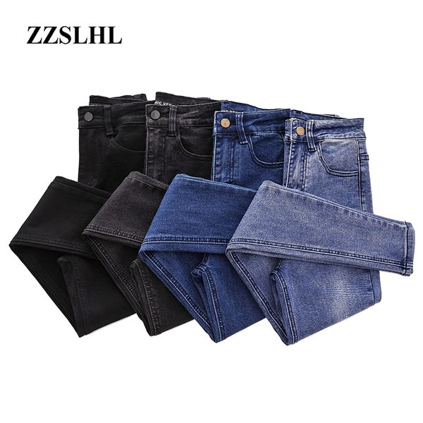 

2020 plus size button women jeans high waist blue pants jeans for women high elastic skinny stretchy pants lift hips
