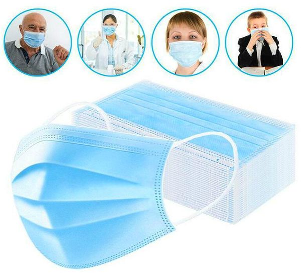 

in stock three-layer non-woven disposable face masks outdoor dust mask electrostatic filter fast delivery on sale