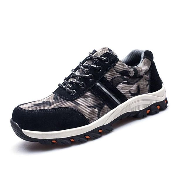 

masorini men's breathable steel toe cap work safety shoes men outdoor anti-slip steel puncture proof boots ww-706, Black