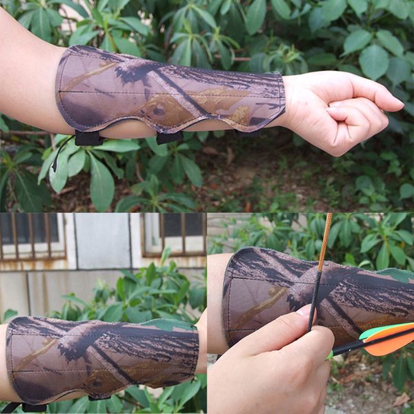 

1pcs camouflage archery armguard shooting arrow bow arm guard forearm safe gear straps arm guard bow protection armband, Black
