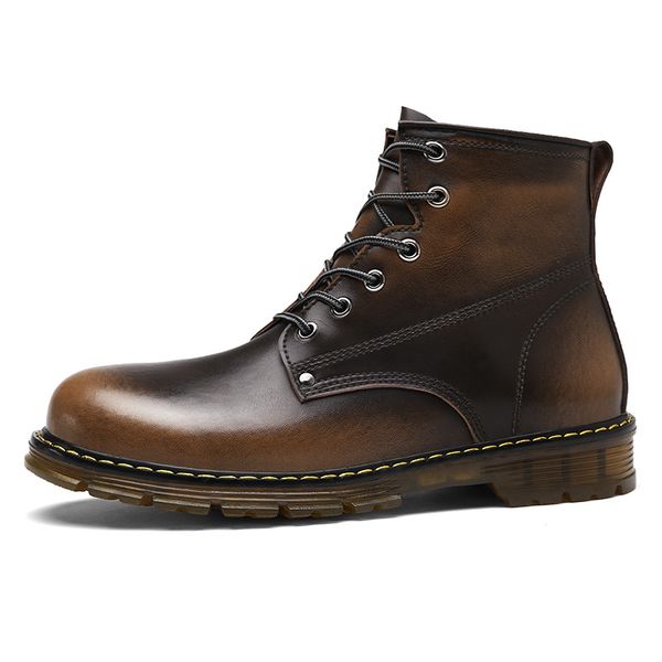 

ankle boots mens round toe male shoes lace up winter brogues shoes vintage fur lining warm footwear low heel multi color, Black
