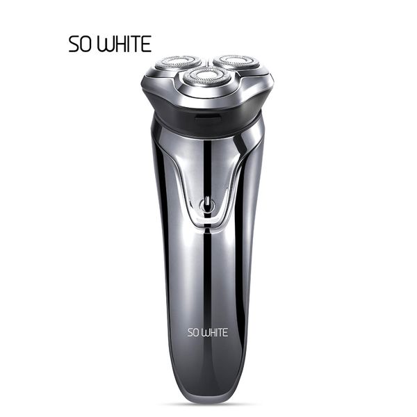 

pinjing so white electric shaver razor men washable usb rechargeable wireless 3d smart control shaving beard machine