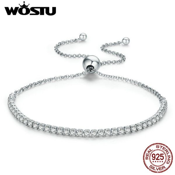 

wostu топ продажа недвижимости 925 sterling silver strand игристые цепь браслет для женщин изящных ювелирных изделий лаки подарков dxb029