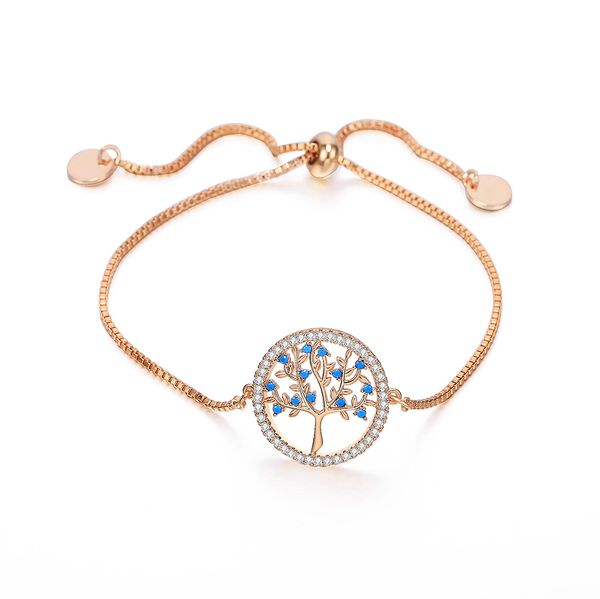 

2019 new cubic zirconia gold charm bracelets bangles for women tree of life adjustable bracelet jewelry gift pulseira mujer moda, Golden;silver