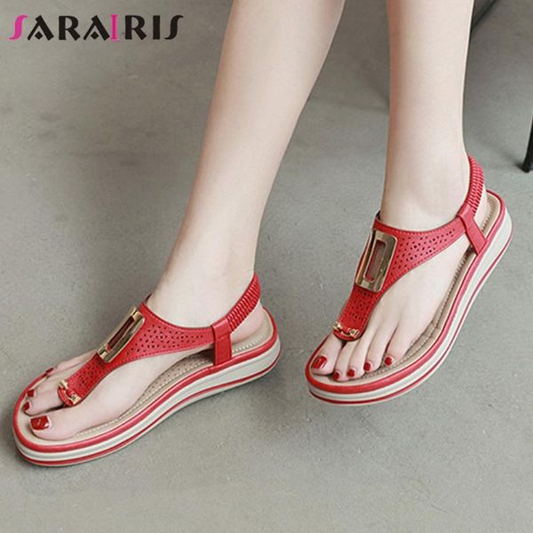 

sarairis classic female elastic band metal casual sandals round toe sandals women platform mixed color flip flop shoes woman, Black