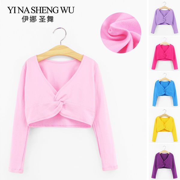 

1pc children spring autumn girls kids long sleeve ballet dance jacket high waist small coat children gymnastics leotard coat, Black;red