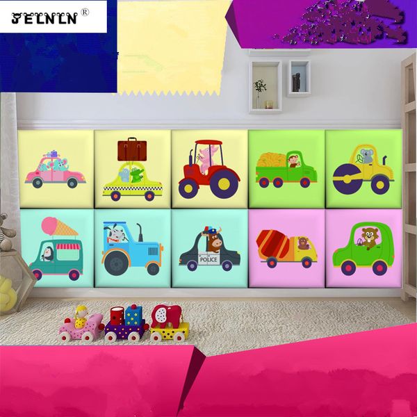 

cartoon car pattern wall stickers wall tv background bedroom tatami kids room anti-collision cartoon soft 3d sticker