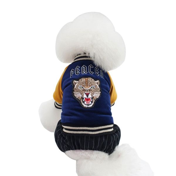 

pet хлопок комбинезоны одежда собака кошка осень зима тайгер письмо печатный мир для собак puppy теплый четыре ноги одежда оптом