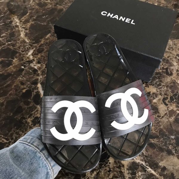 

summer new women's slippers fashion rubber bottom designer flat bottom sandals luxury beach women's shoes, Black