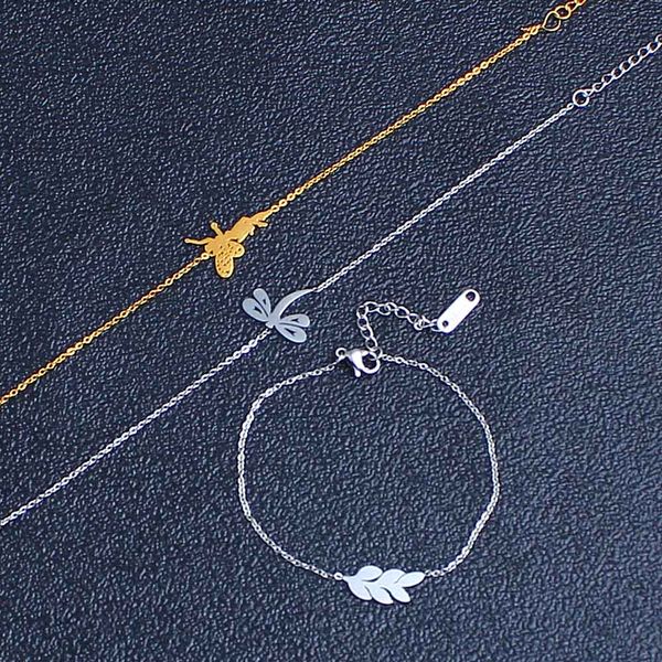 

stainless steel bracelets for women bangles silver charm chain link for female femme women charms jewelry braclet bird animal, Black