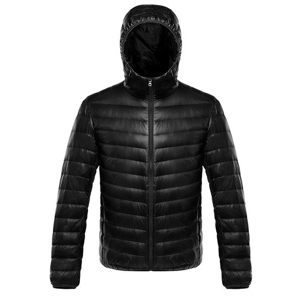 

утка вниз зимняя куртка soft menwomen сатин теплые пальто hoded jacket легкая твердая серый outwear большой размер 3xl 4xl, Black