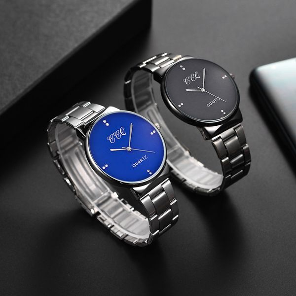 

ccq men wrist watch quartz stainless steel band business spot analog man watches men watch metal male clock, Slivery;brown