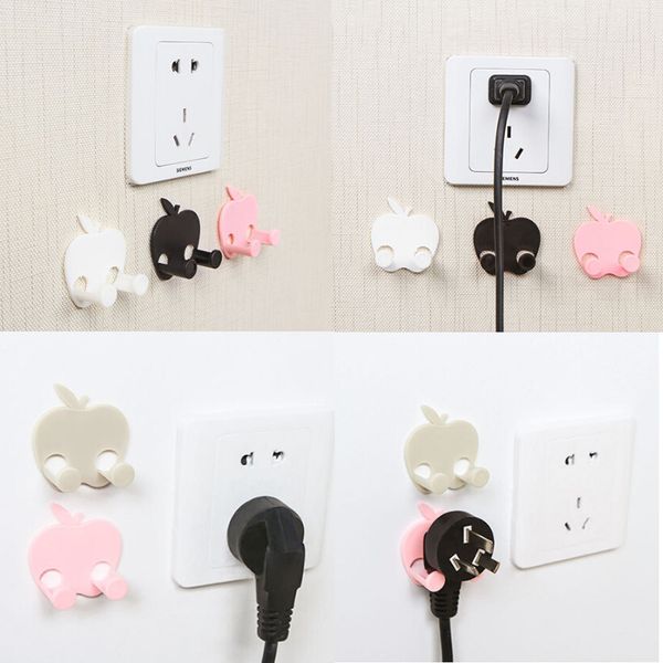 

5pcs/set finishing plug holder hook wall sticky hanger holder storage rack self adhesive hooks kitchen home storage organizer