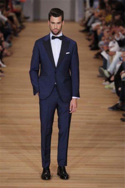 

new arrival navy blue men's formal party tuxedos wedding tuxedos groomsman bespoke man suits slim fit (jacket+pants+bow, White;black