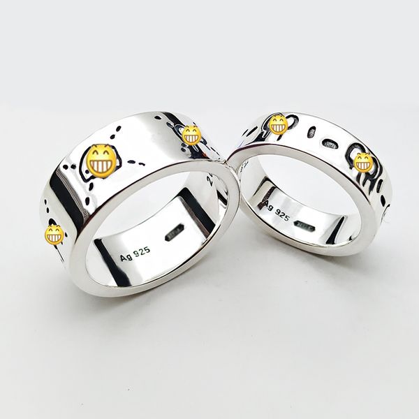 

ag925 silver paris design elf ring with line decorative printing sign charming wedding jewelry gifts for men and women customized logo