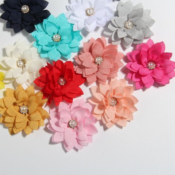 

200pcs 5.5cm 2.1" small layer artificial fabric flower for wedding boutique chiffon lotus party craft home for hair accessories