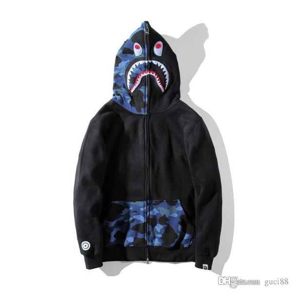

2017 brand new trade ape sweatershirt men's printed animal off velvet sweater with zipper white casual hooded coat fear of god sa, Black