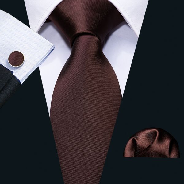 

hi tie solid tie hanky cufflinks set 100% silk brown jacquard necktie business men gifts tie n-5110, Black;blue