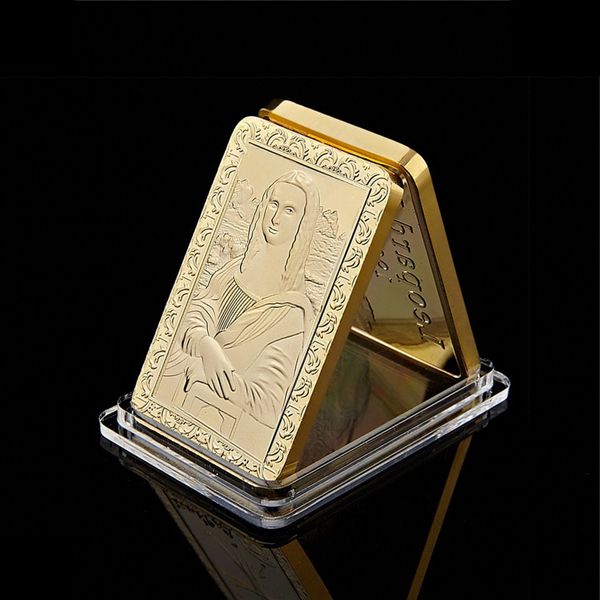 

gold bar leonardo da vinci mona lisa 1oz jesus souvenir gold plated souvenir bar craft medal gift