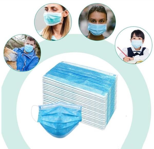 

2000 1pcs lot non woven pm2.5 face 3 layers dustproof earloop mouth mask blue masks household ha001 mle4