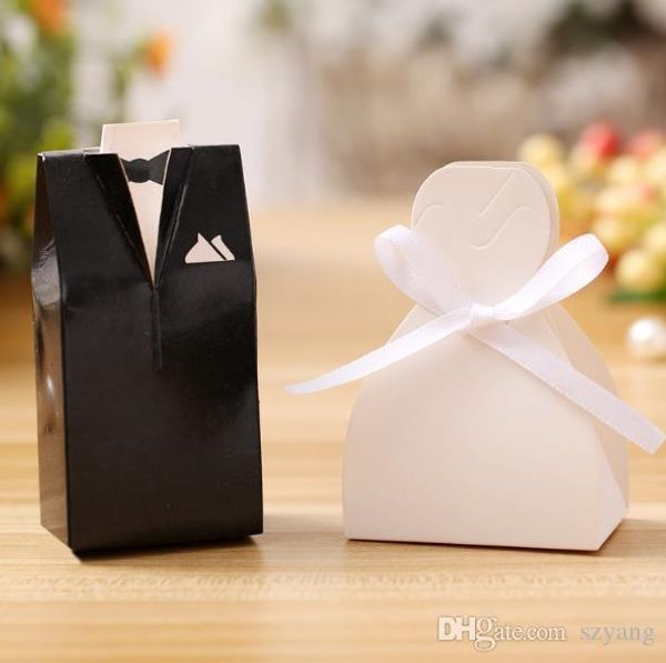 

2000pcs bride and groom suit wedding candy boxes sweet box favor boxes gift box wedding gift favors with ribbon