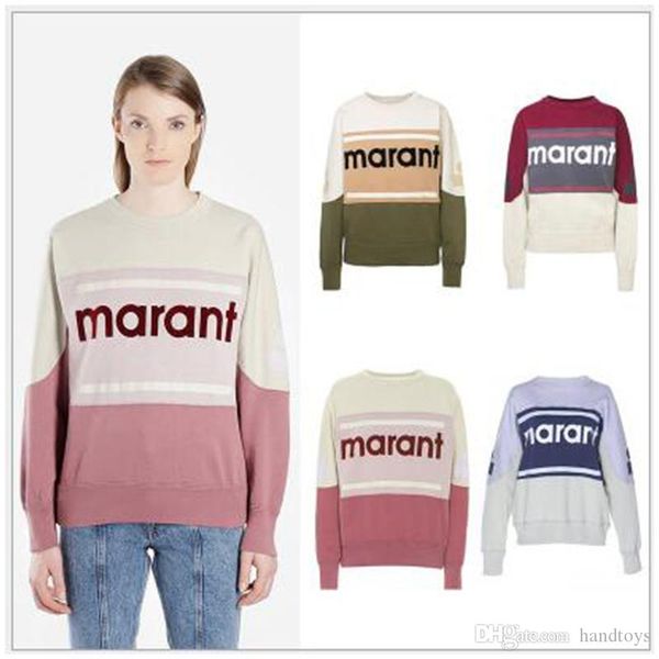 

marant sweatshirt color matching vintage o-neck long sleeve street pullover sweatshirts fashion spring summer sweater shirt hfhlwy032, Black