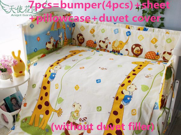 

promotion 6/7pcs baby crib bedding set cotton material jogo de cama crib bumper , 120*60/120*70cm