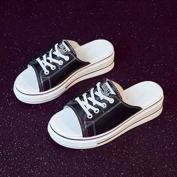 

2020 fashion casual slippers wedge heel comfortable women's sandals sponge slippers women's shoes summer 35-40, Black