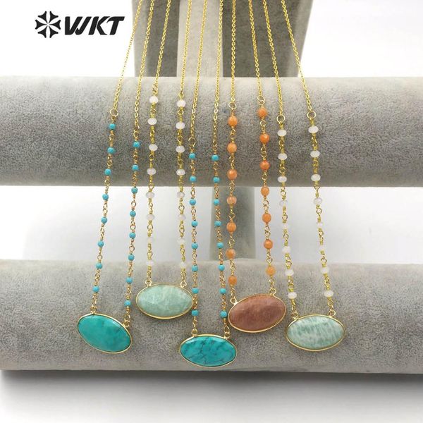 

wt-n1168 wkt optional multiple colors dainty stones pendant necklace fashion necklace jewelry 18 inch +2 inch extend chain, Silver