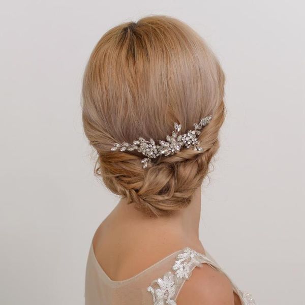 

bufei hp77 silver bridal hair pins rhinestone hair comb clip 2019 western wedding fashion headdress handmade bride tiara