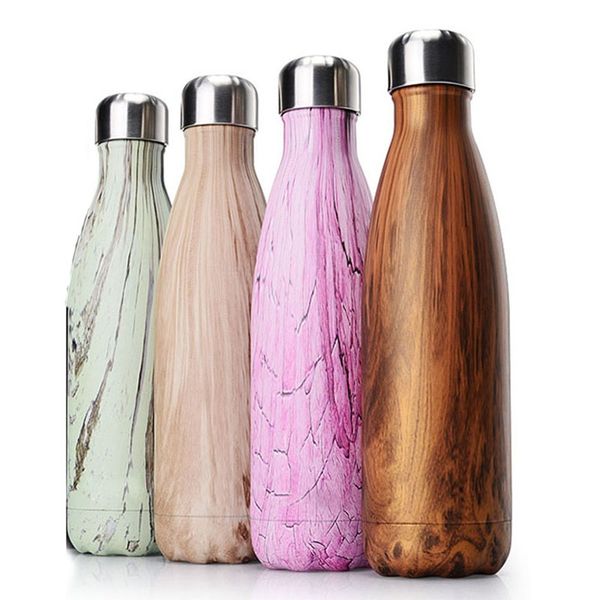 

2018 water cup mug insulation cup 500ml sports stainless steel cola bowling shape travel mugs vacuum bottle cup 4 color dhl fa2651