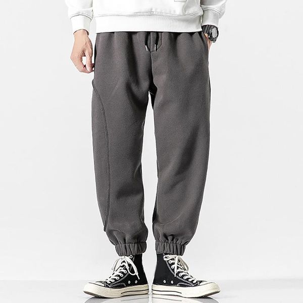 

men's winter new style simple and fashionable solid fleece warm trousers pant 2019 support wholesale dropshipping, Black