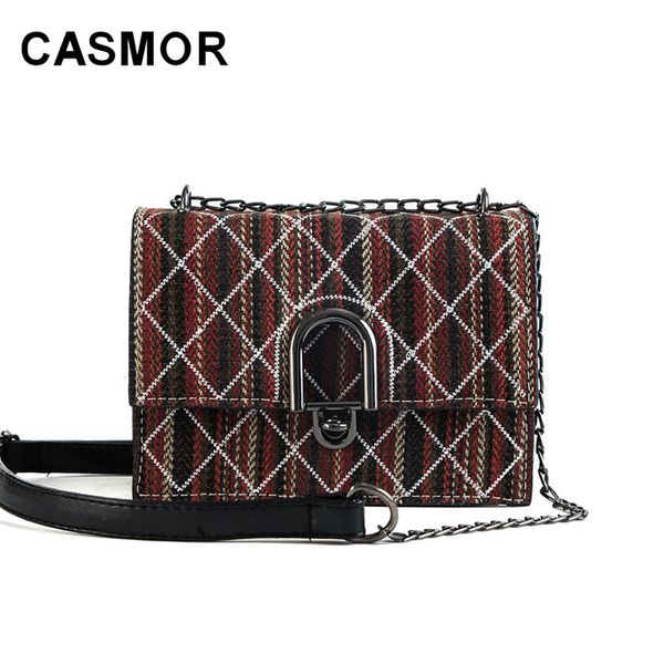 

casmor женщины сумки посыльного осень и зима старинные белье лоскут сумка женская мода геометрический узор сумки на ремне