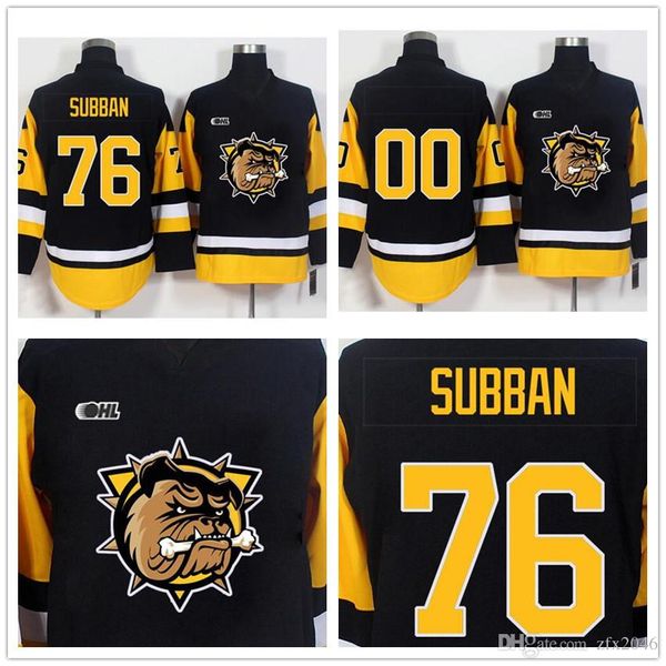 

OHL Hamilton Bulldogs #76 pk subban Custom your name and number Yellow Hockey Jersey vintage Stitched Logos embroidered Customized