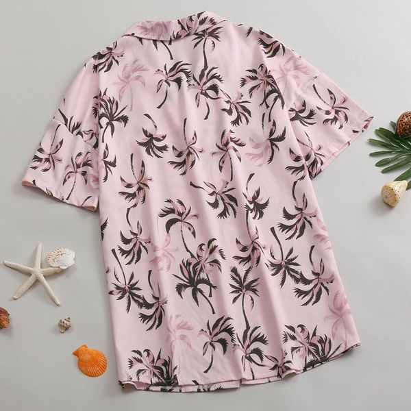 

jaycosin men's summer fashion casual lapel coconut tree print short sleeve beach shirt blouse hawaiian shirt men summer, White;black
