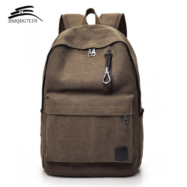 

men canvas backpack male lapcollege student school bags for teenager vintage mochila casual rucksack travel daypack t200326