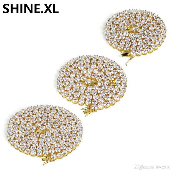 

2020 6mm hip hop iced out gold silver color plated tennis chain necklace micro paved round zircon link necklace 18 20 24 30 inch