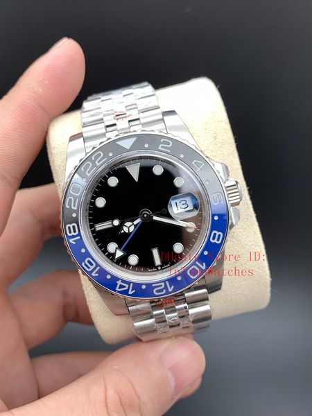 

gmf 904l steel 40mm gmt batman 126710 black/blue ceramic bezel cal.3186 movement automatic luxury jubilee bracelet mens watches, Slivery;brown