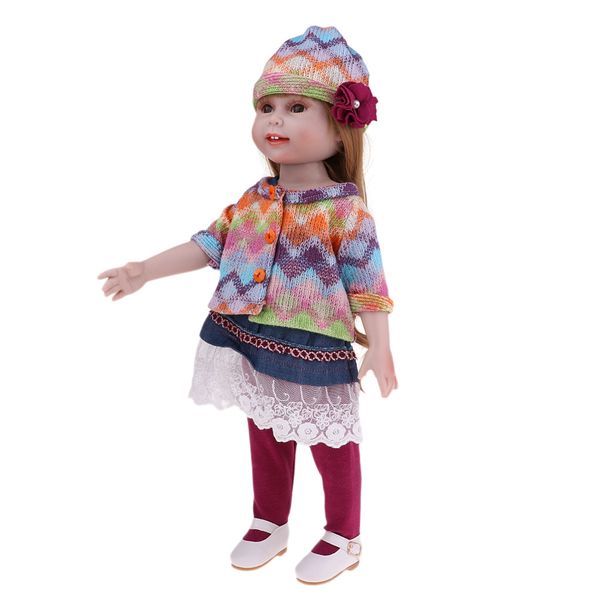 

18 inch fashion doll abby, long straight brown hair, soft & nice touch - includes dress, hat, pants, shoes - kids girl perfect playmate gift