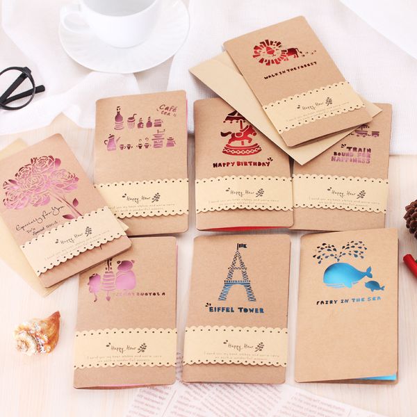 

creative hollow out kraftpaper cards valentine's day mother's day cool cards holiday blessing